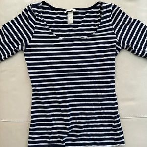 Classic Navy Blue & White Stripped Shirt